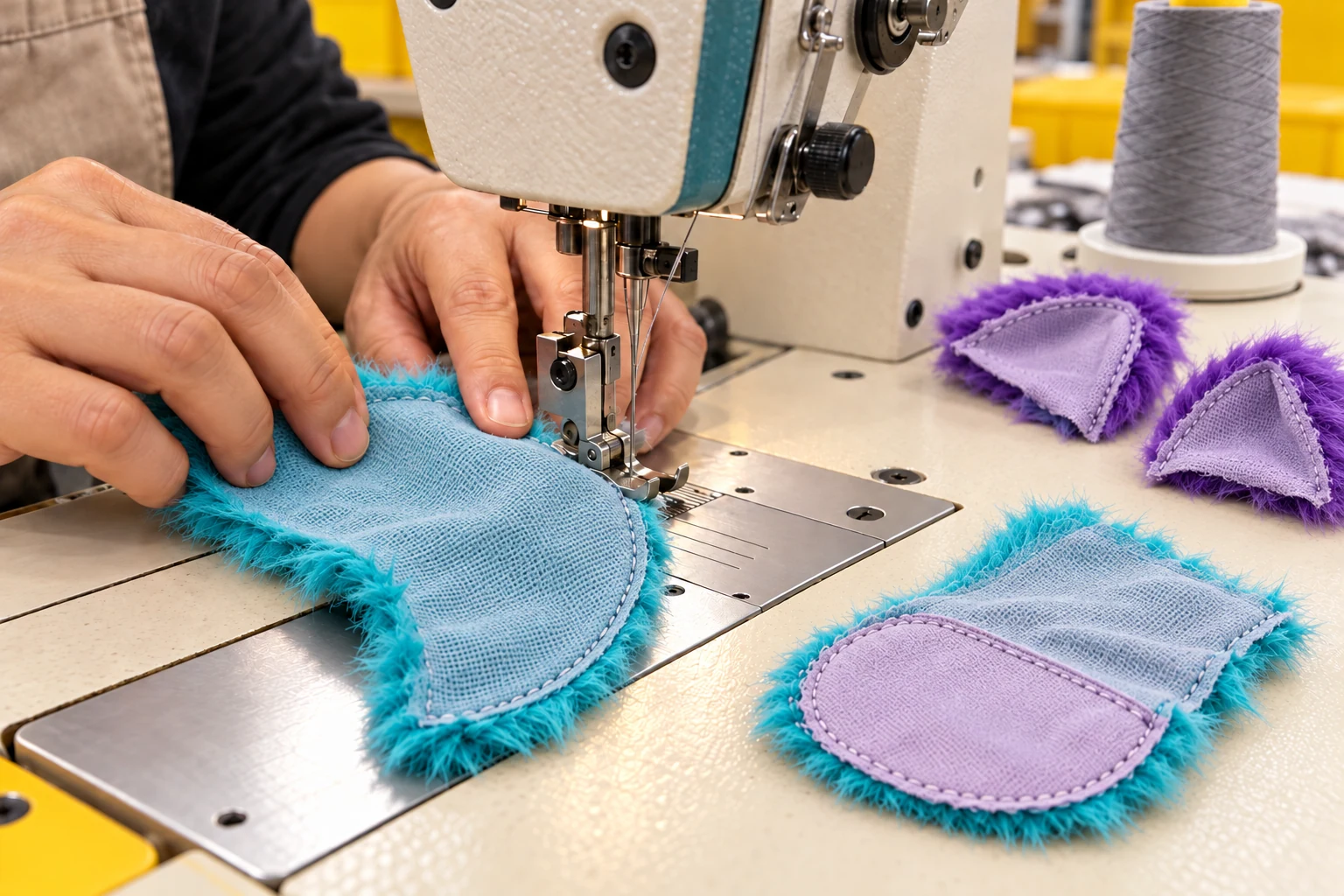 Machine sewing · Unfilled fabric shells · Seam control